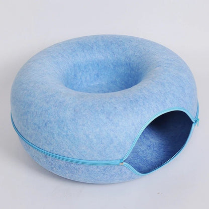 Wool Felt Cat Bed Tunnel – Cozy Donut-Shaped Play Area for Cats 11