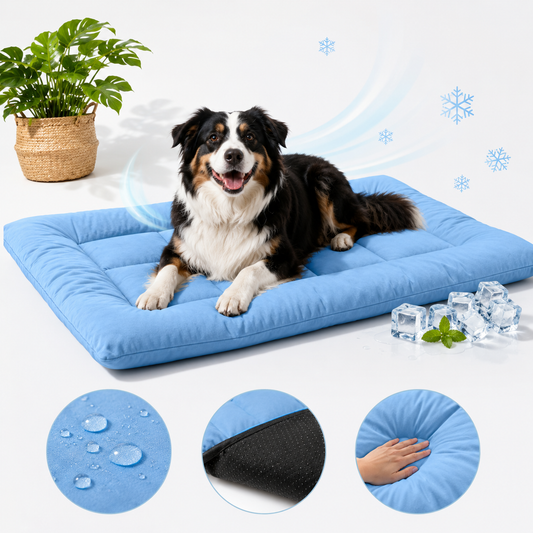 XL Orthopedic Cooling Dog Sofa Bed featuring a plush surface and a non-slip base, designed for ultimate comfort and support for large dogs. 0