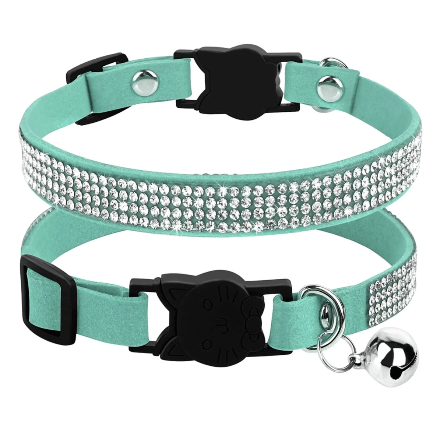 Soft Suede Rhinestone Pet Collar for Small Dogs and Cats – Adjustable and Stylish