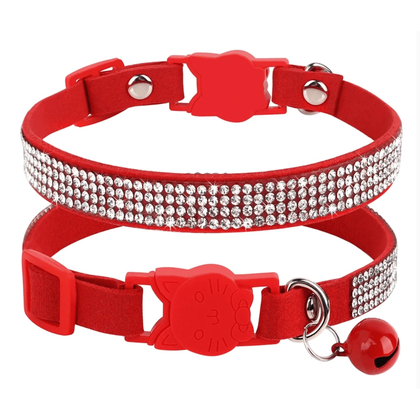 Soft Suede Rhinestone Pet Collar for Small Dogs and Cats – Adjustable and Stylish
